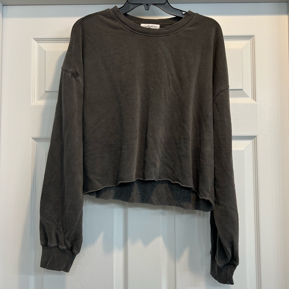 Carly Jean Los Angeles Charcoal Cropped Sweatshirt